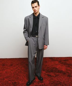 80s 클래식 싱글 테일러드 자켓 (그레이)