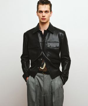 램스 레더 셔츠 자켓 (블랙)