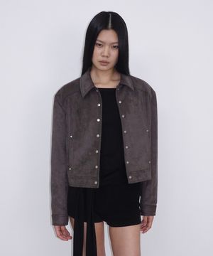 Suede Button Jacket_Charcoal