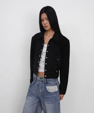 Suede Button Jacket_Black