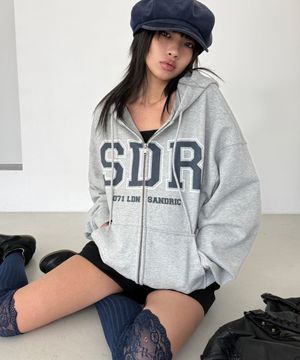 Overfit Logo Hood Zip-up_Melange Grey