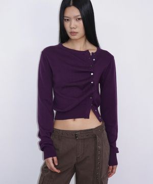 Asymmetric Knit Cardigan_Purple