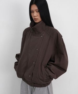Side Button Cotton Jacket_Brown