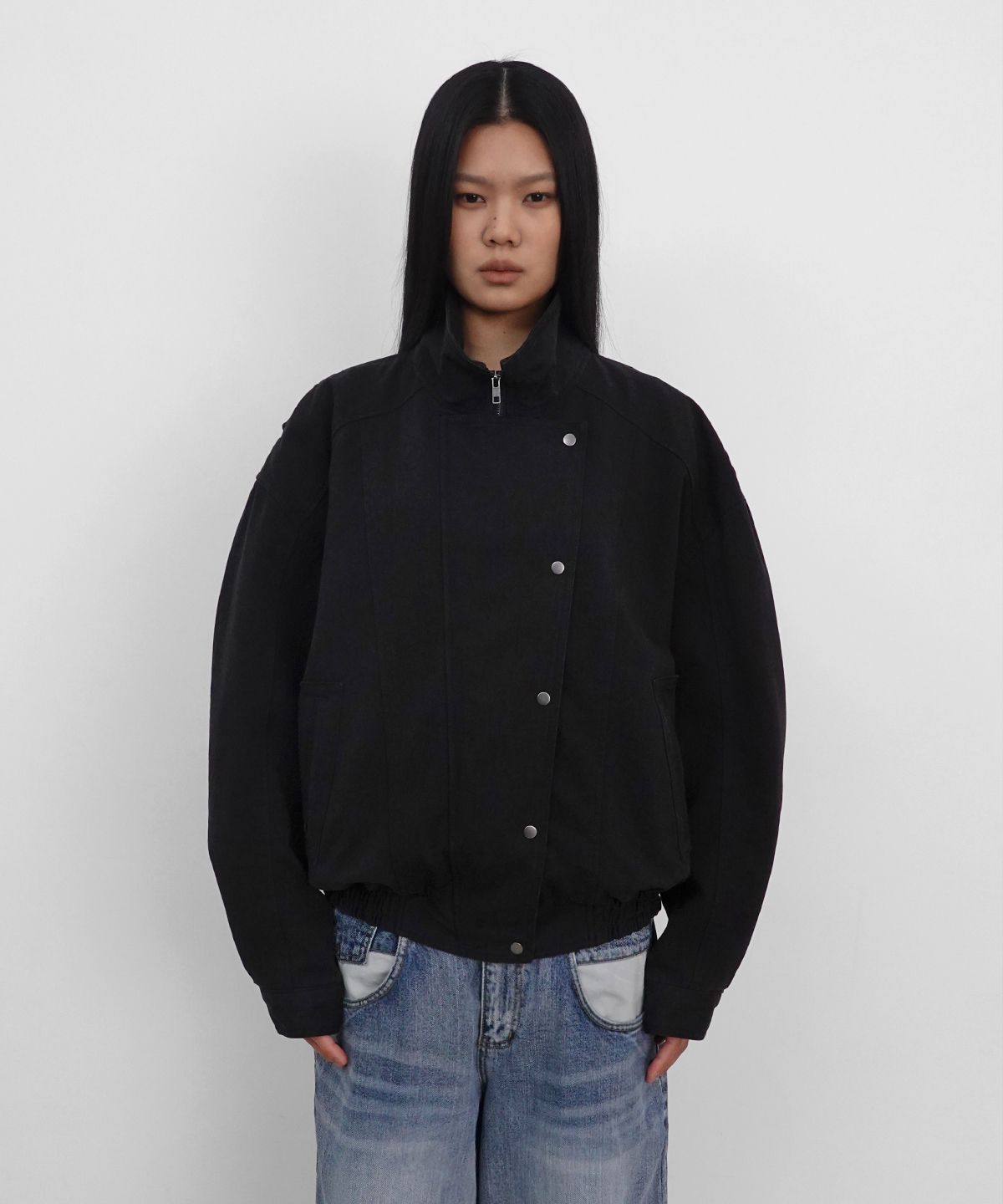 샌드릭(SANDRIC) Side Button Cotton Jacket_Black