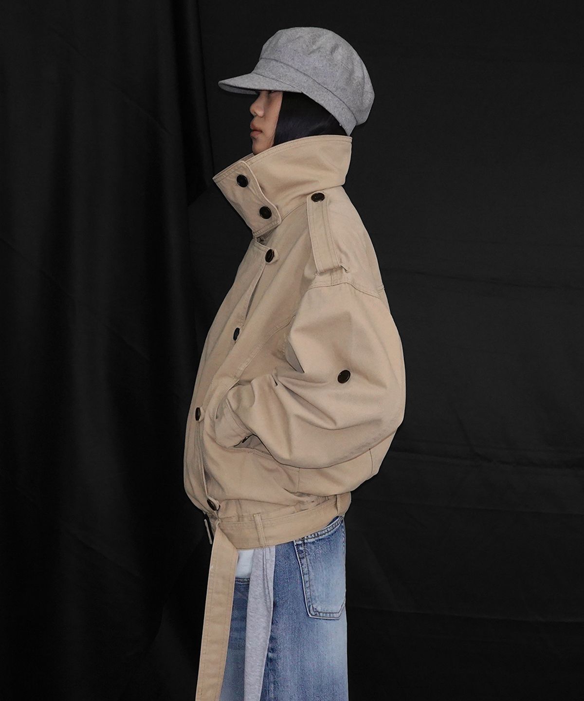 샌드릭(SANDRIC) High Neck Cotton Jacket_Beige