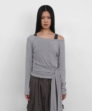 Strap Off Shoulder T_Melange Grey