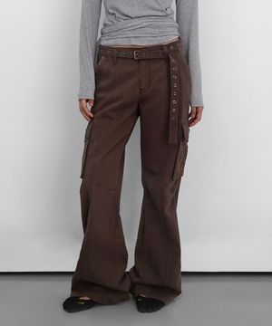 Wide Bootcut Cotton Pants_Brown