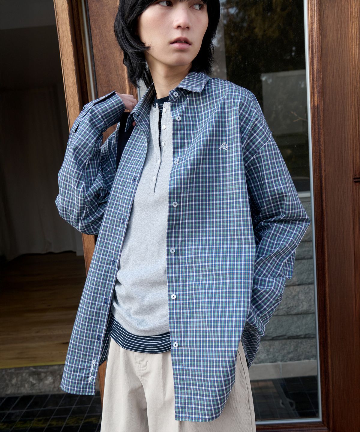 르바(LEVAR) Relaxed Classic Check Shirt - Multi Green