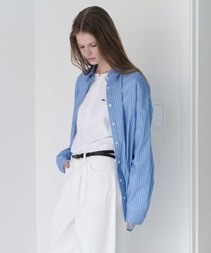 Relaxed Stripe Over-Shirt - Blue Stripe
