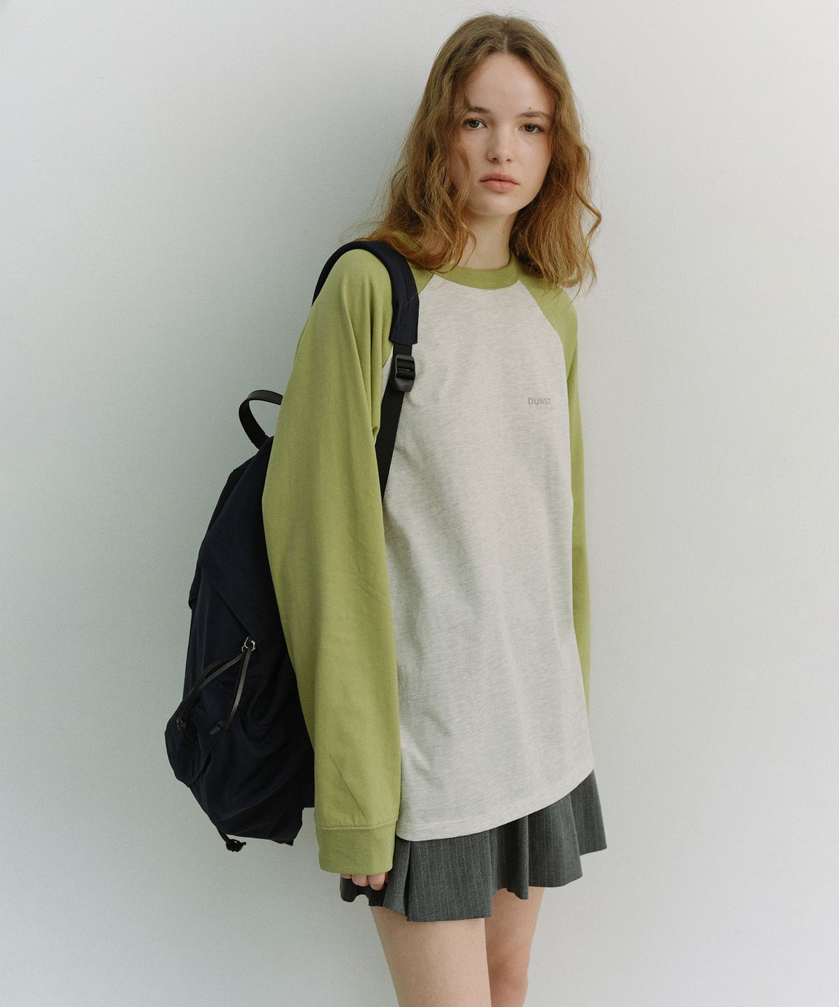던스트(DUNST) UNISEX RAGLAN T-SHIRT_UDTS6A116_OLIVE GREEN / OATMEAL MELANGE