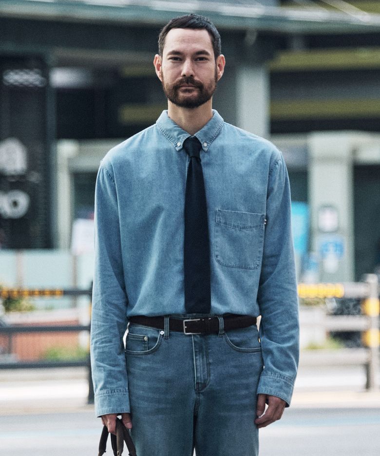 DIEMS 8oz Standard Denim Shirts 라이트 인디고 (이지핏)_DDSWZ13ES3