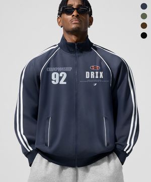 트랙 라인 집업 저지 자켓_네이비