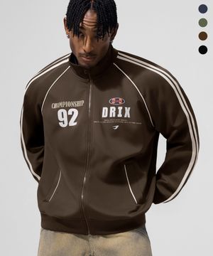 트랙 라인 집업 저지 자켓_브라운