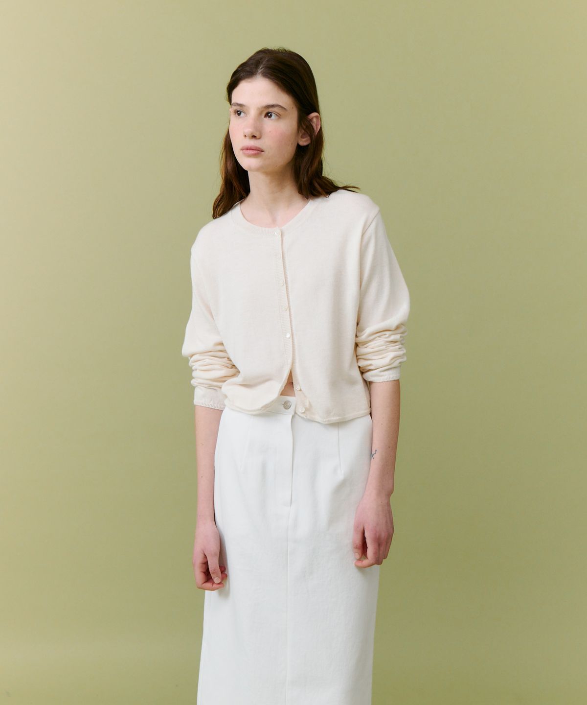 더 릴(THE LILLE) Crop button cardigan_ivory