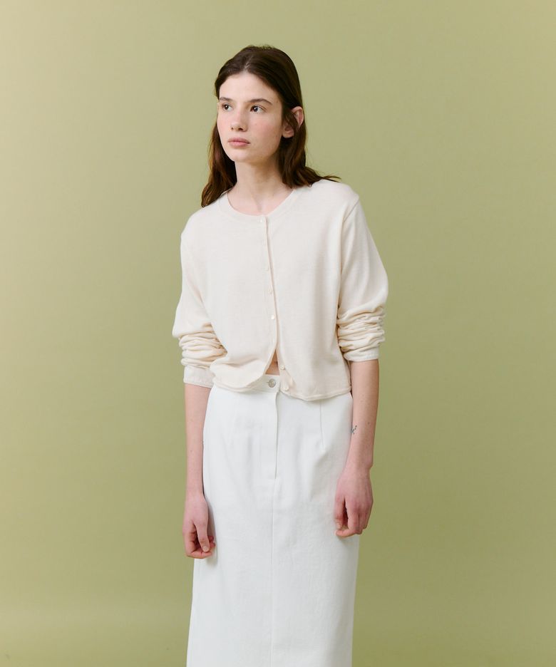 Crop button cardigan_ivory