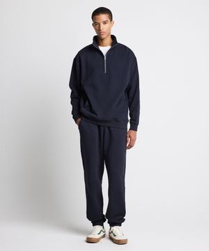 CODIGALLERY 베이직 반집업 스웻 셋업세트 네이비 (세미오버핏)_CTSVC33SET