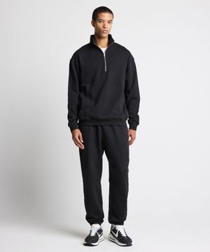 CODIGALLERY 베이직 반집업 스웻 셋업세트 블랙 (세미오버핏)_CTSVC31SET