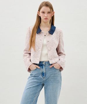 카라배색 멀티 트위드 자켓 OW6SJ1520