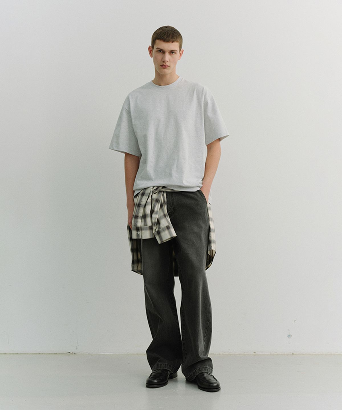 던스트 포 맨(DUNST FOR MEN) LOOSE T-SHIRT_UNISEX_UDTS6A112_LIGHT MELANGE GREY