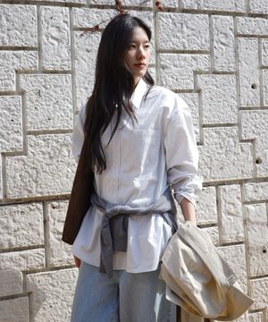 오가닉 코튼 스트라이프 셔츠 Light Blue