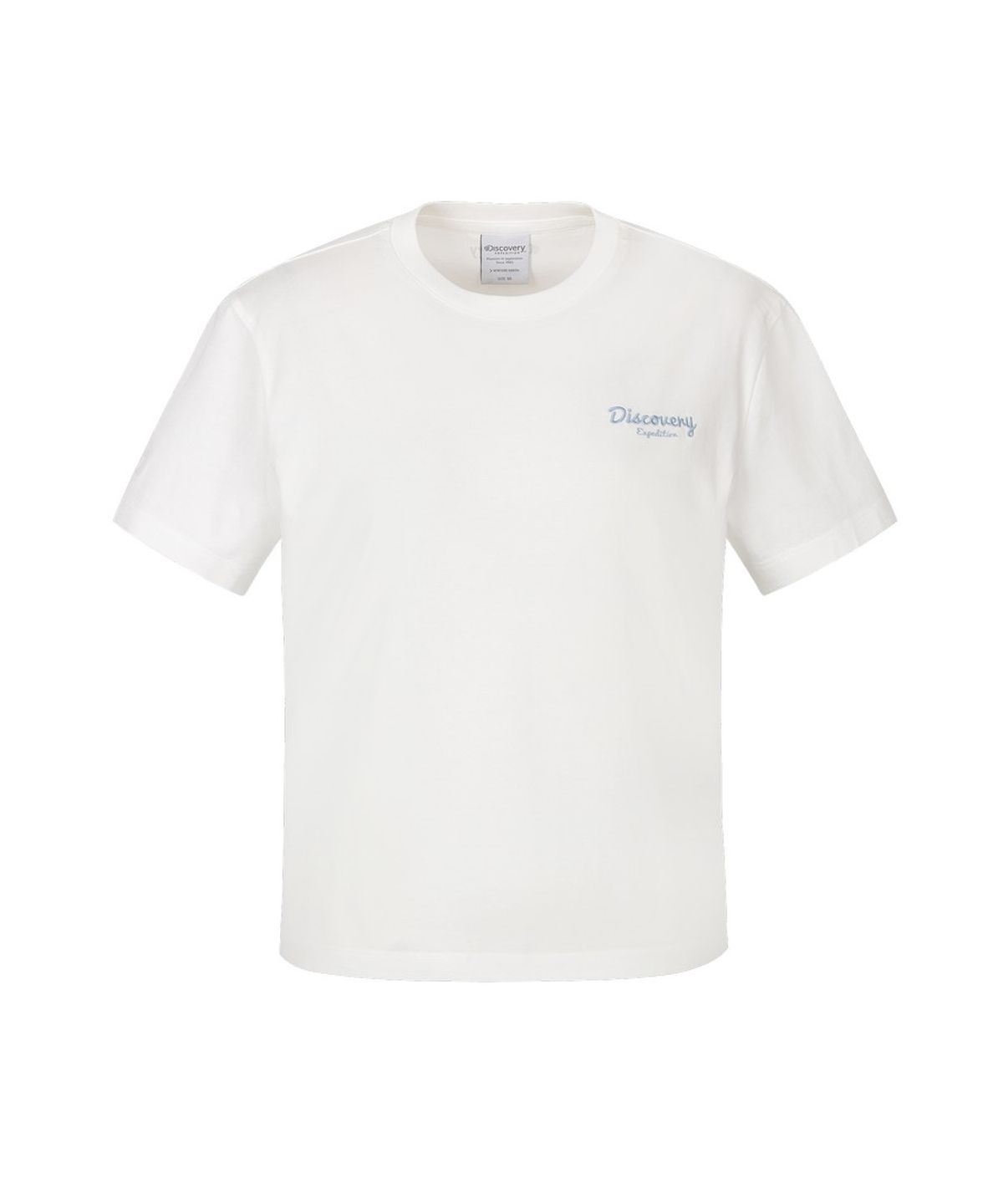 디스커버리 익스페디션(DISCOVERY EXPEDITION) 여성 프레시벤트 자수로고 세미크롭 반팔티셔츠 (WHITE)