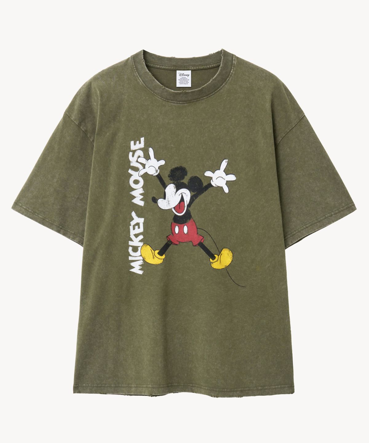 브이투(VTWO) 빈티지 워싱 점프_ 미키_ 티셔츠 (KHAKI)