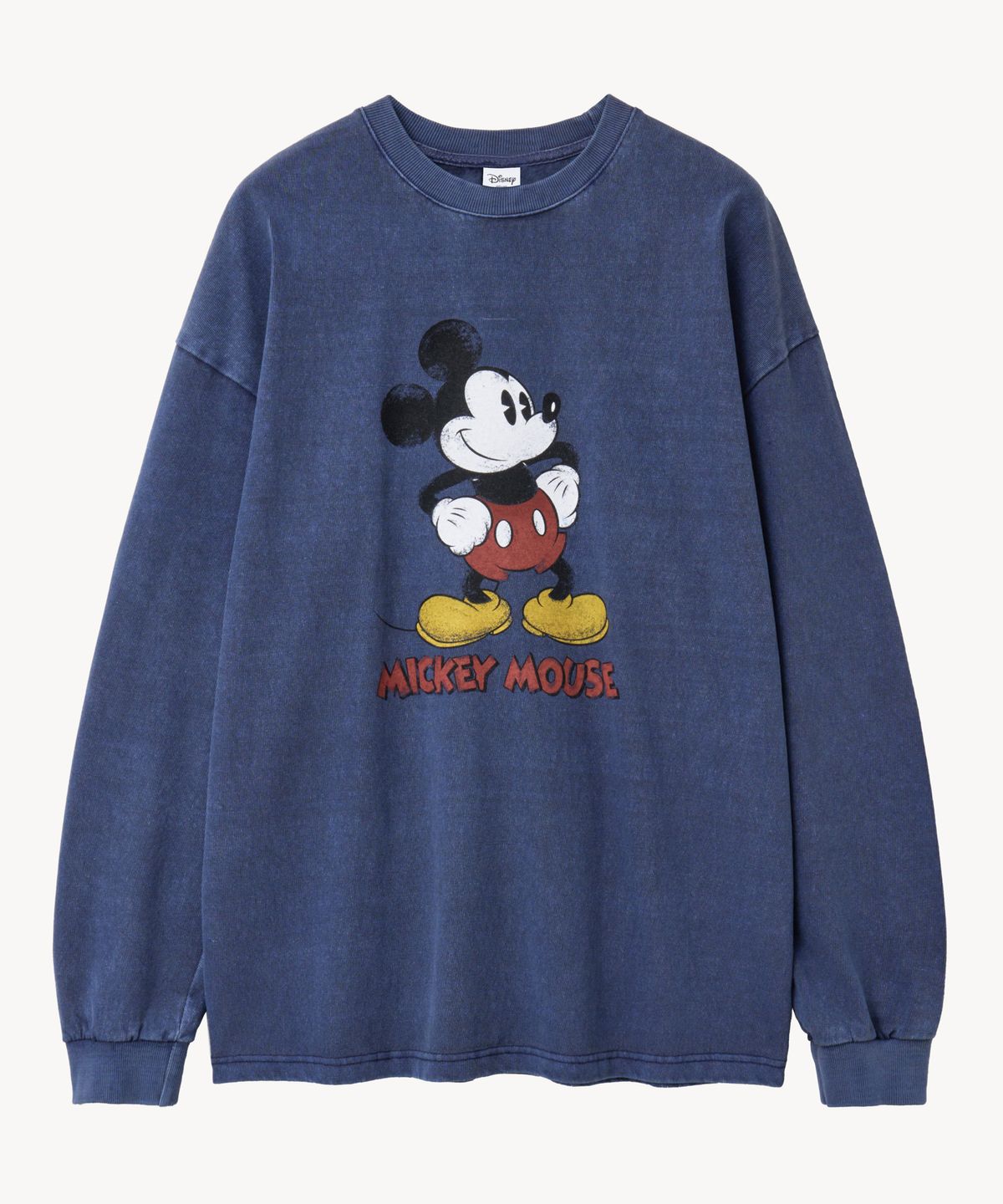 브이투(VTWO) 빈티지 워싱 _미키 _롱 슬리브 티 (NAVY)