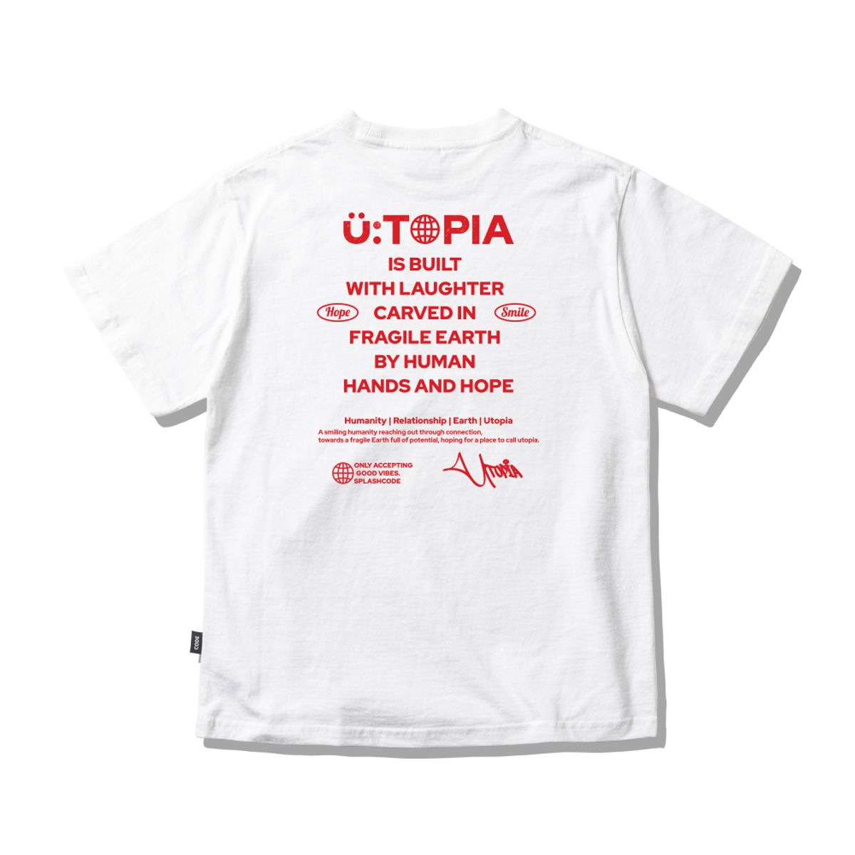 스플래시코드 키즈(SPLASHCODE KIDS) 키즈 반팔 티셔츠 화이트 - 유토피아 레드(Utopia Red)