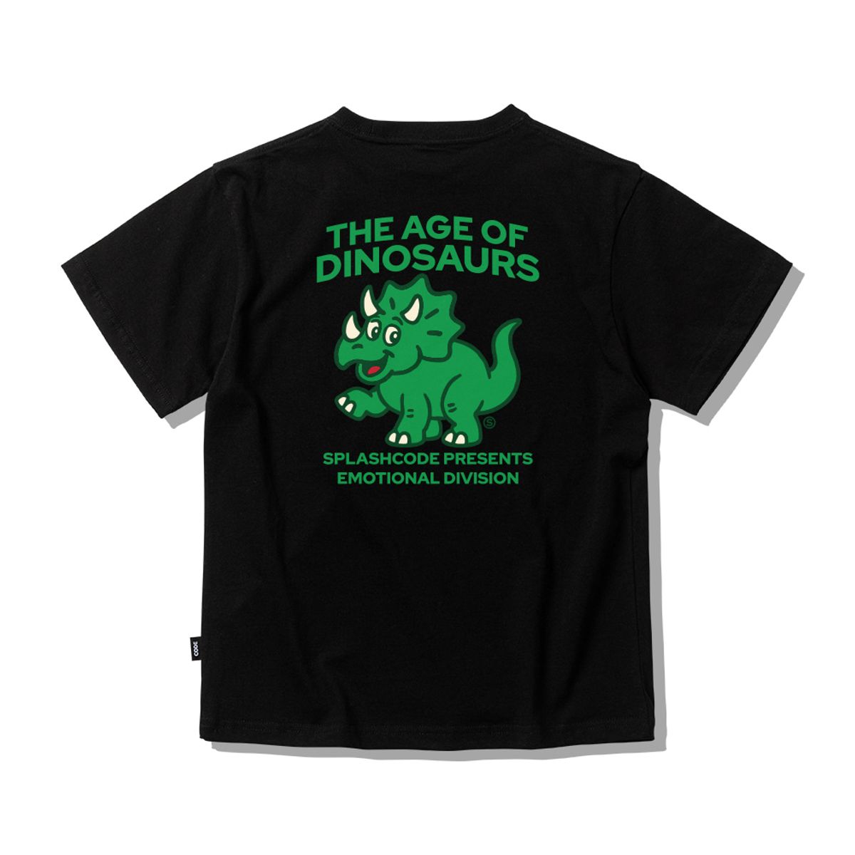 스플래시코드 키즈(SPLASHCODE KIDS) 키즈 반팔 티셔츠 블랙 - 트리케라톱스(Triceratops)