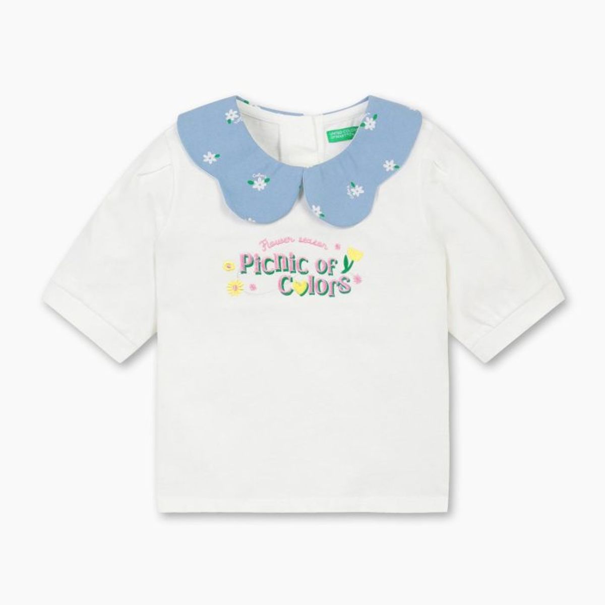 베네통키즈(BENETTONKIDS) 데이지 가든 해지 카라 티셔츠_QATS08611IV