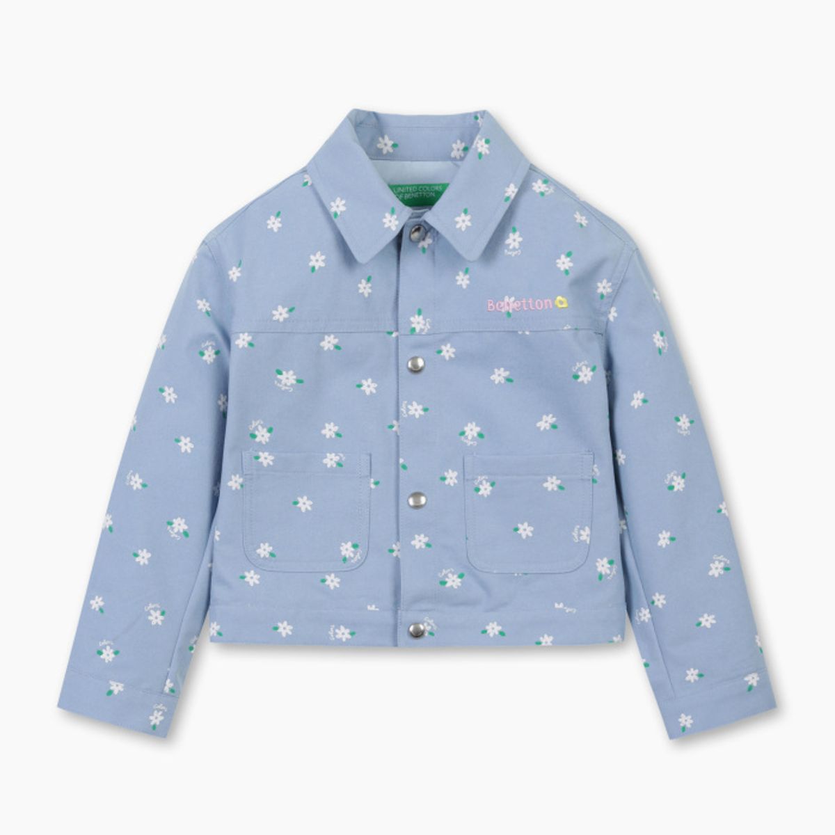 베네통키즈(BENETTONKIDS) 데이지 가든 해지 데님 자켓_QAJK01611BL