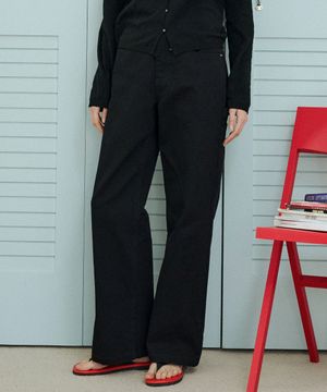 P3279 워시드 워크 팬츠_Black