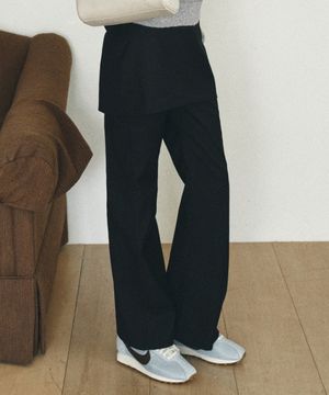 P3296 오버레이 스커트 팬츠_Black
