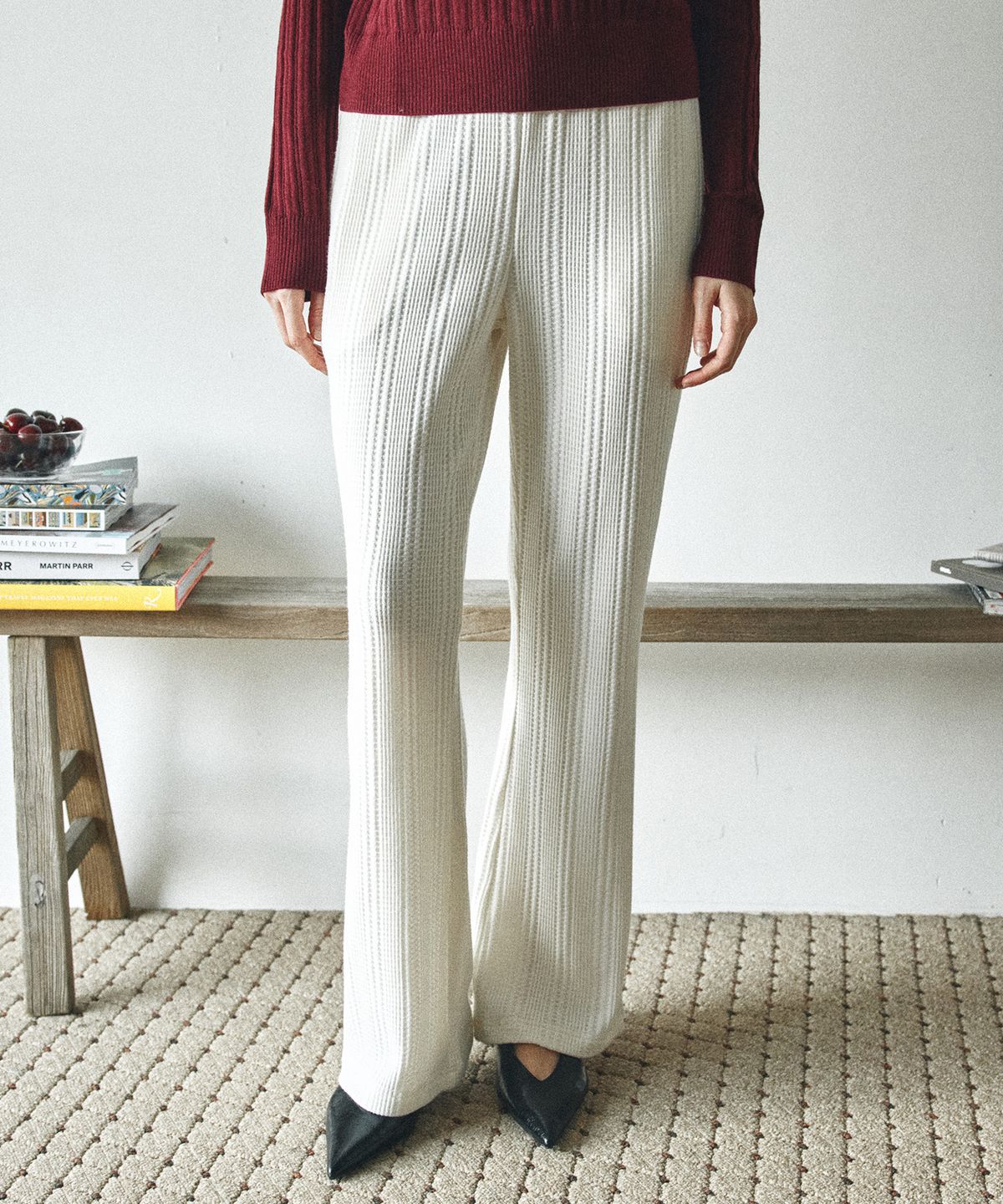반원 아틀리에(VANONE ATELIER) P3297 와플 텍스처드 팬츠_White