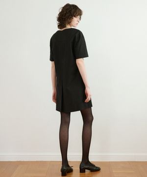 A3568 절개 미니 원피스_Black