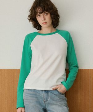 A3570 플로우 라인 래글런 티셔츠_Green