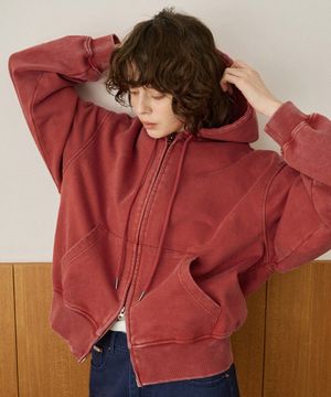 A3572 워시드 후드 집업_Red