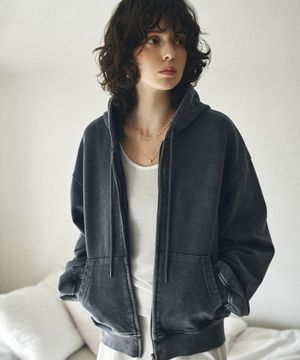 A3572 워시드 후드 집업_Navy