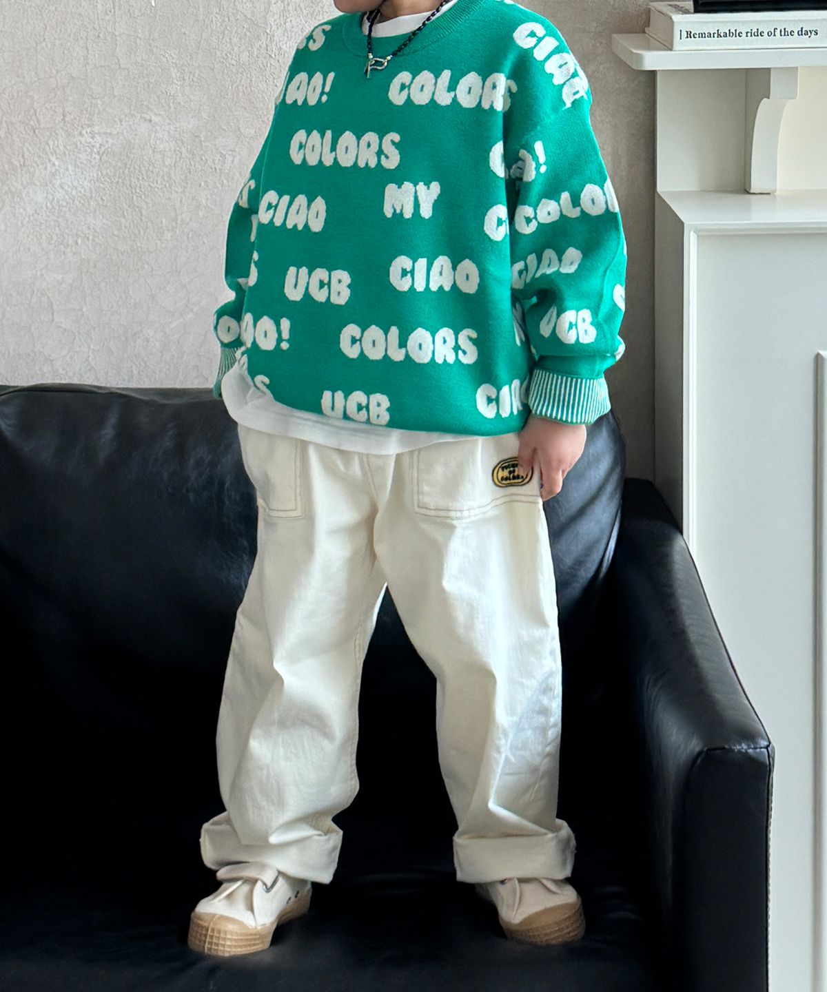 베네통키즈(BENETTONKIDS) 컬러 배기 팬츠_QADP05611IV