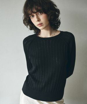 KN4289 펀칭 래글런 니트_Black