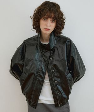 O3768 페이크 레더 재킷