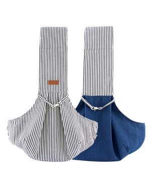 강아지 이동가방 데님 양면슬링백