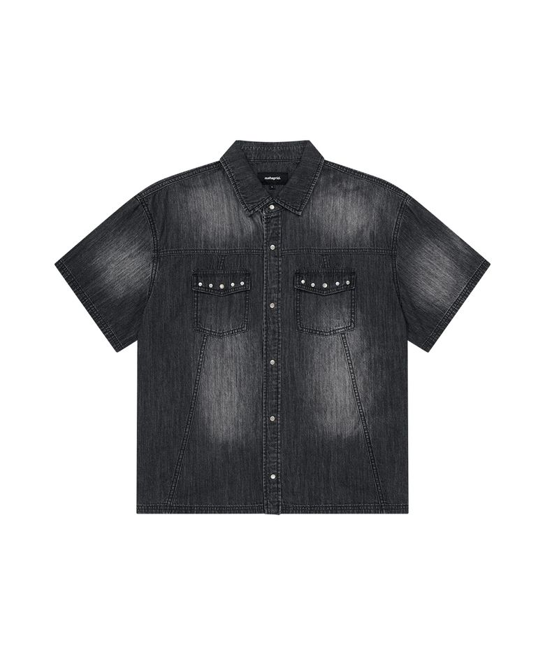 DENIM STUD HALF SHIRT BLACK(MG2GMMW340A)