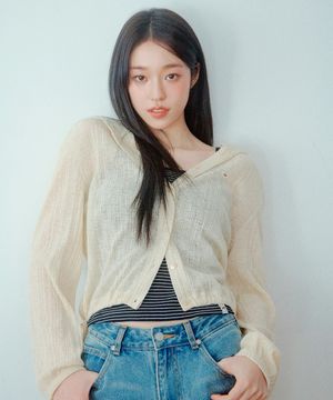 우먼 후드 긴팔 티셔츠 베이지