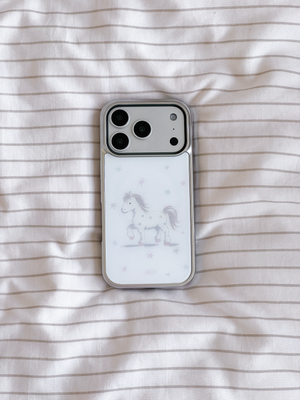 [갤럭시 26] 핑크 포니 맥세이프 실버 글라스범퍼 케이스