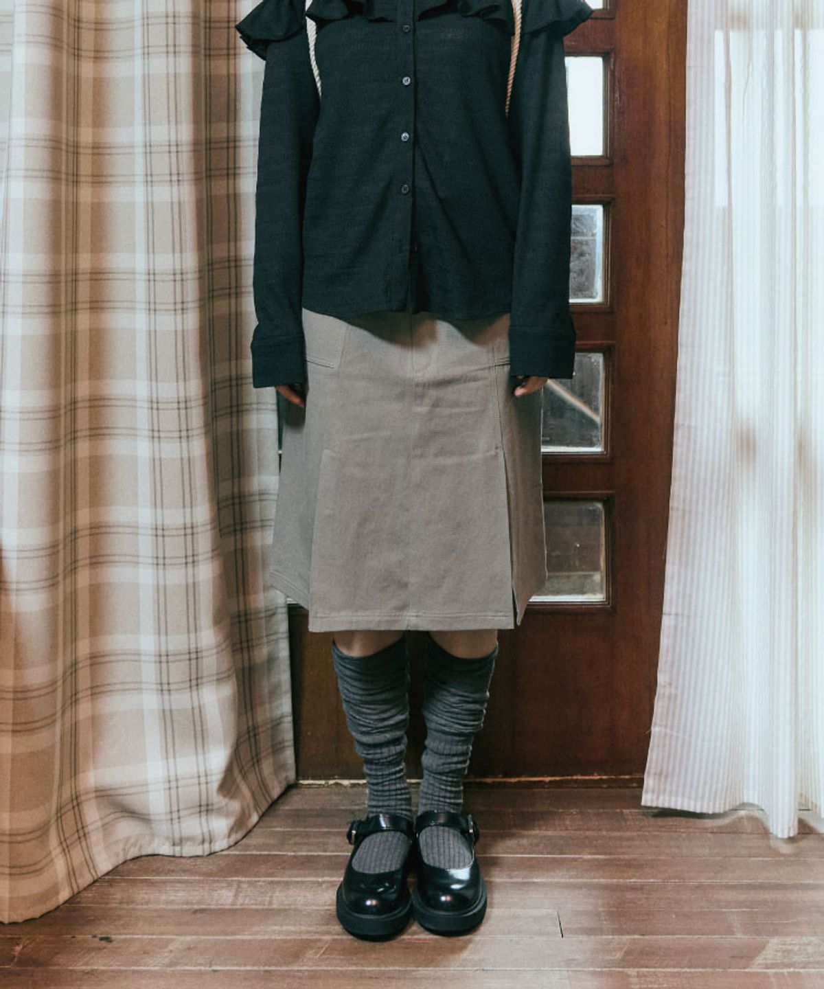 구월십일(GUWOLSIBIL) WASHING COTTON TWILL SKIRT KHAKI