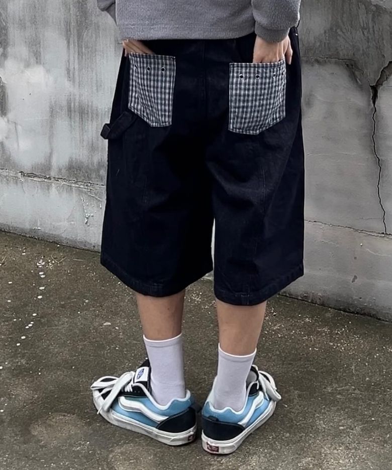 BERMUDA CHECK POCKET DENIM SHORT INDIGO(MG2GMMD111A)