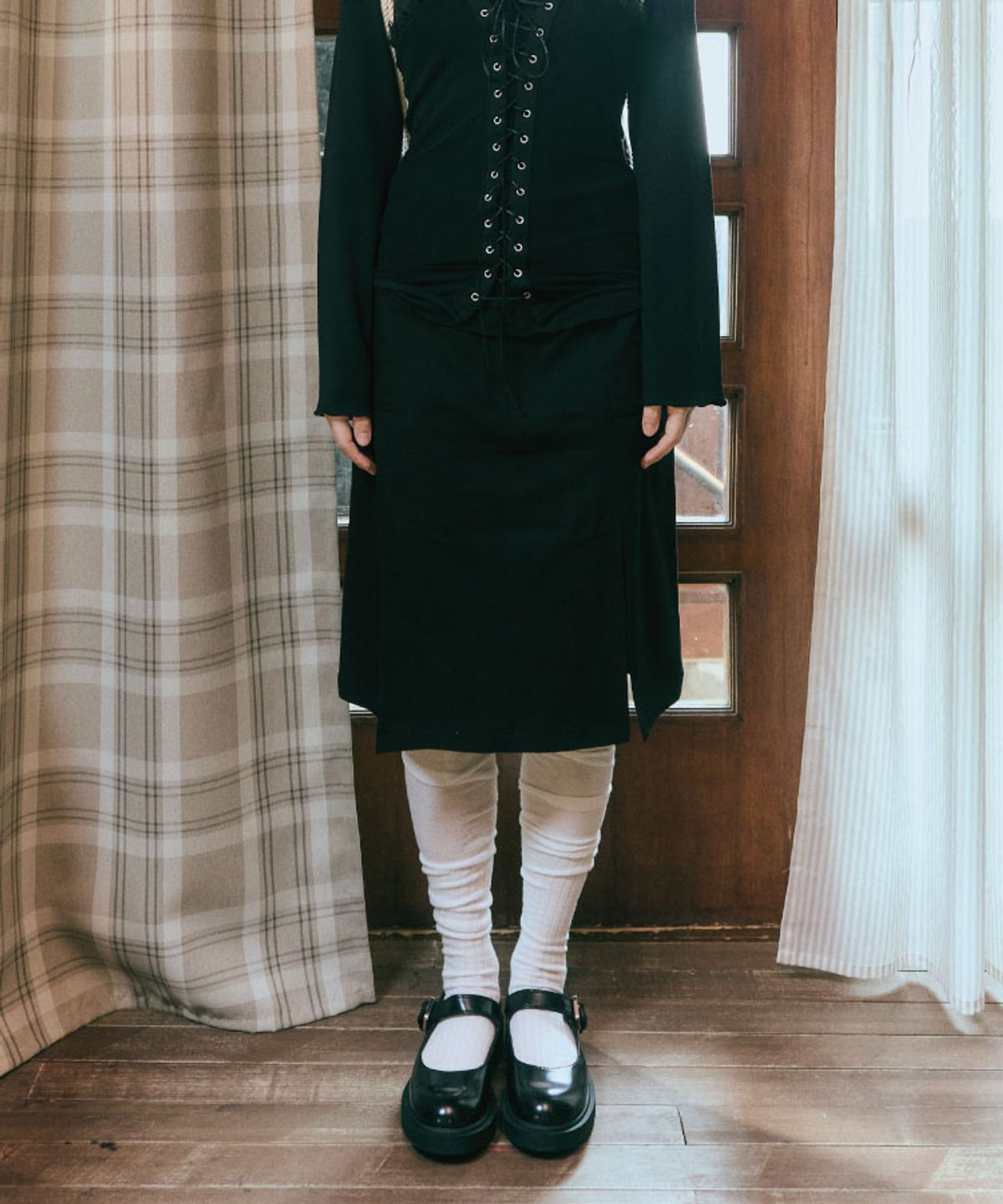 구월십일(GUWOLSIBIL) WASHING COTTON TWILL SKIRT BLACK