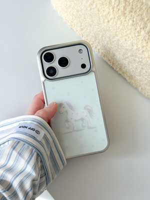 [갤럭시 26] 민트 포니 맥세이프 실버 글라스범퍼 케이스