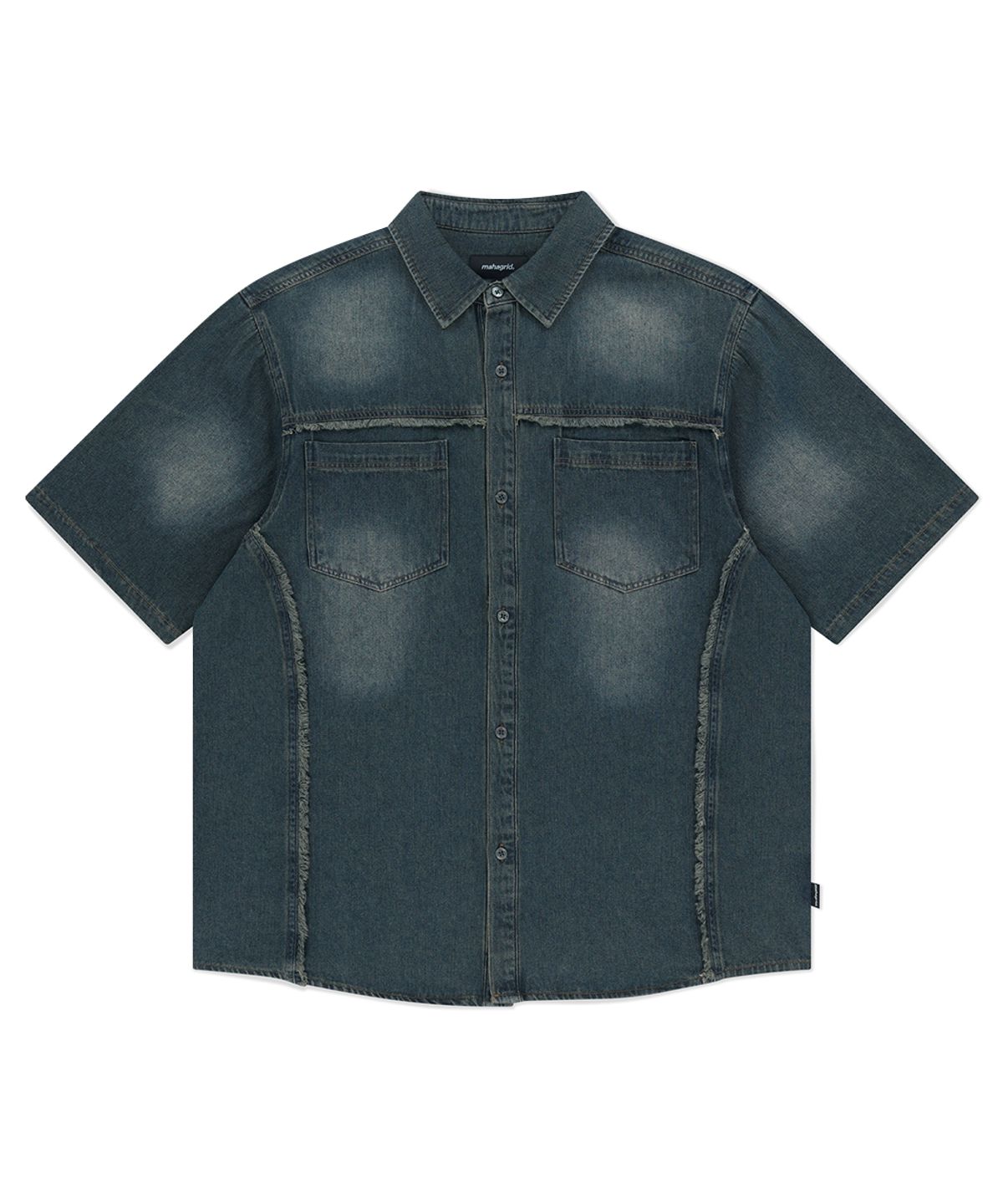 마하그리드(MAHAGRID) DENIM HALF SHIRT BLUE(MG2FMMW345A)
